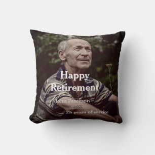 Happy retirement photo name year years of service cushion