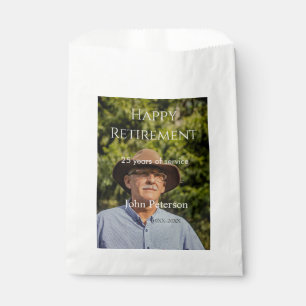 Happy retirement photo name year years of service  favour bags