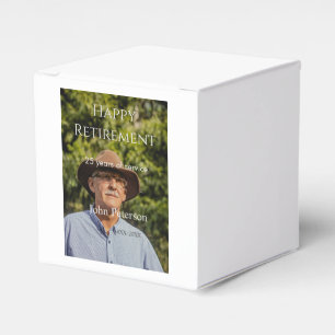 Happy retirement photo name year years of service  favour box