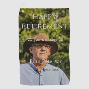 Happy retirement photo name year years of service golf towel
