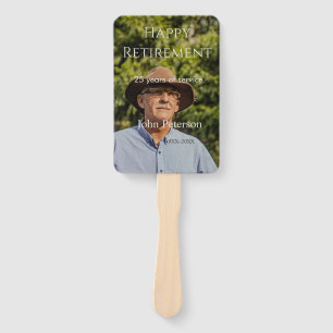 Happy retirement photo name year years of service  hand fan