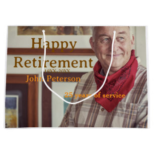Happy retirement photo name year years of service large gift bag