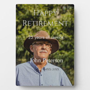Happy retirement photo name year years of service  plaque