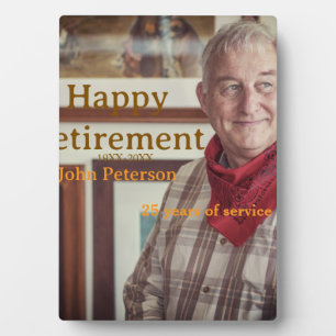 Happy retirement photo name year years of service plaque