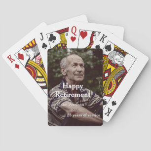 Happy retirement photo name year years of service playing cards