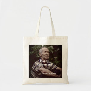 Happy retirement photo name year years of service tote bag