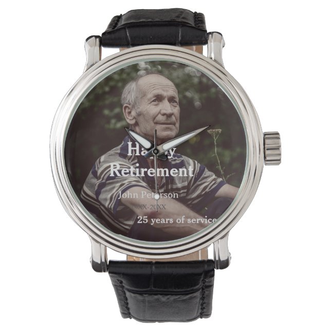 Happy retirement photo name year years of service  watch (Front)