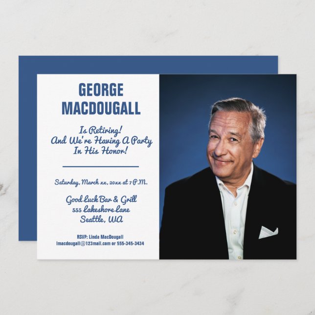 Happy Retirement Photo Party Invitation (Front/Back)