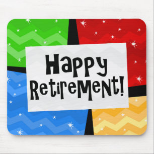 Happy Retirement, Primary Colour Squares Party Mouse Pad