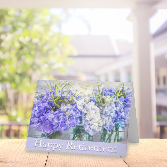 Happy Retirement Purple Hydrangeas In Mason Jars Card (Creator Uploaded)