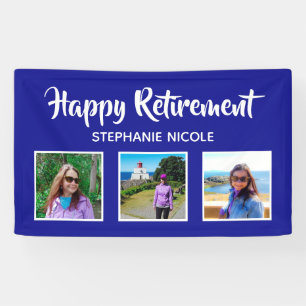 Happy Retirement Royal Blue Multiple Photos Banner