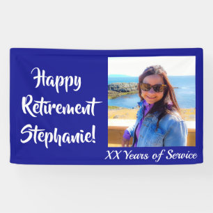 Happy Retirement Royal Blue Personalised Photo Banner