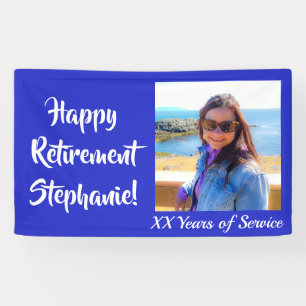 Happy Retirement Royal Blue Photo Retirement Party Banner