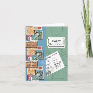 Happy Retirement Stamps of the World Card