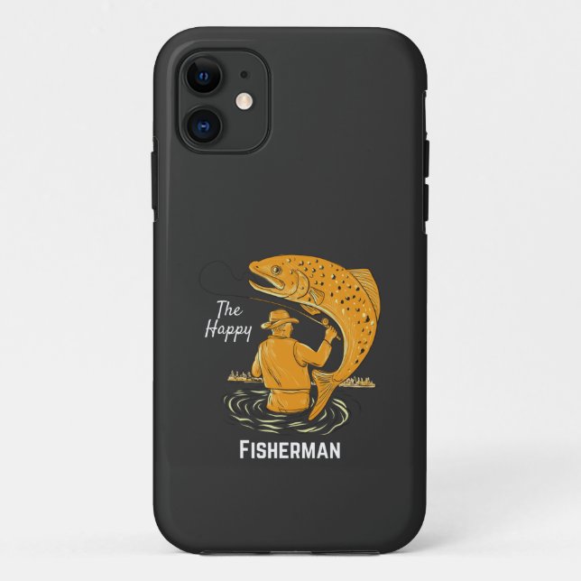 Happy Retirement The Happy Fisherman Case-Mate iPhone Case (Back)
