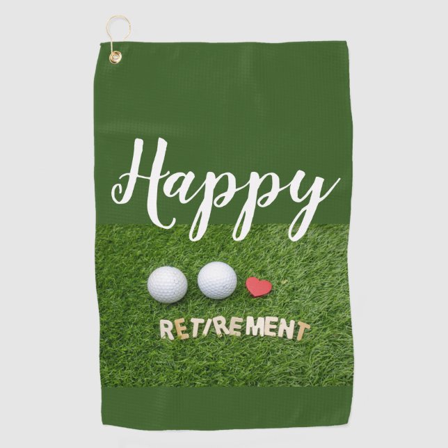 Happy Retirement to golfer with golf ball Towel (Front)