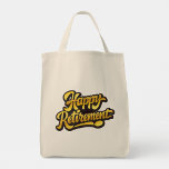 Happy Retirement  Tote Bag<br><div class="desc">This cheerful beige canvas tote bag features a bold “Happy Retirement” message printed in a lively yellow-and-black stylized font. The design sits centered on the bag, creating a bright, celebratory focal point that instantly sets a festive tone. Its clean, modern lettering makes it a fun and thoughtful gift for anyone...</div>
