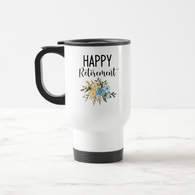 Happy retirement travel mug (Left)