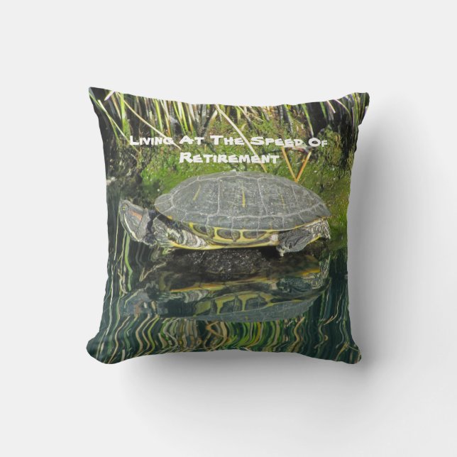 Happy Retirement Water Reflection Photo Turtle Cushion (Front)