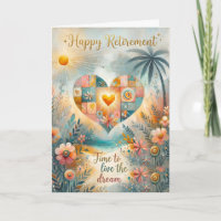 Happy Retirement Whimsical Heart Floral Greeting 