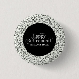 Happy Retirement White Glittery Retro Typography 3 Cm Round Badge