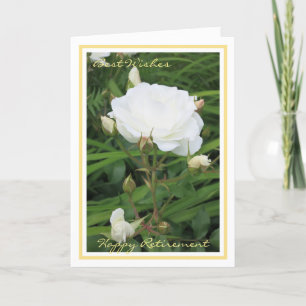 Happy Retirement Wishes White Rose + Buds Elegant Card