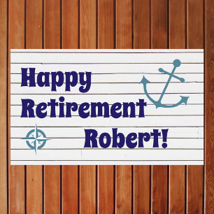 Happy retirement with nautical anchor banner