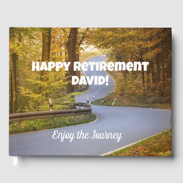 Happy Retirement with Road Photo Guest Book (Front)
