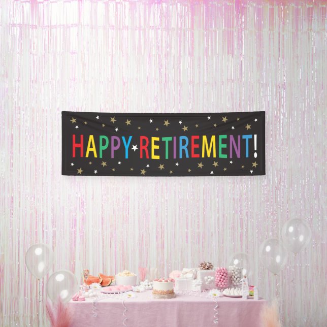 Happy Retirement with stars and bright colours Banner (Party)