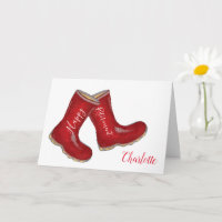 Happy retirement woman's red gardening welly boot