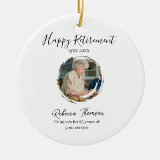 Happy retirement year name circle photo retired ceramic tree decoration