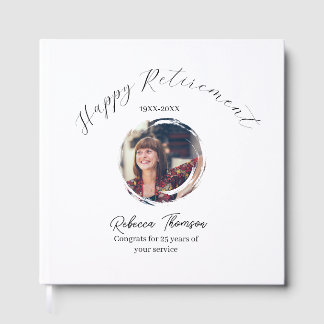 Happy retirement year name circle photo retired guest book