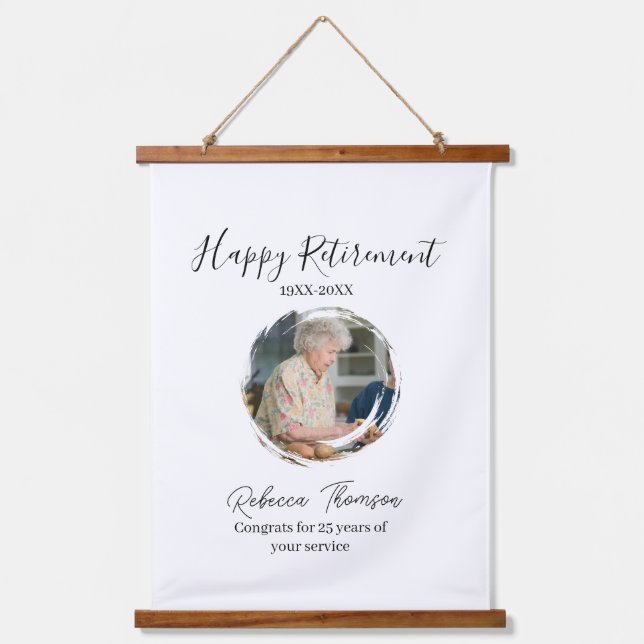 Happy retirement year name circle photo retired hanging tapestry (Front)