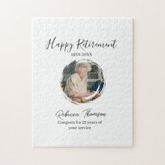 Happy retirement year name circle photo retired jigsaw puzzle