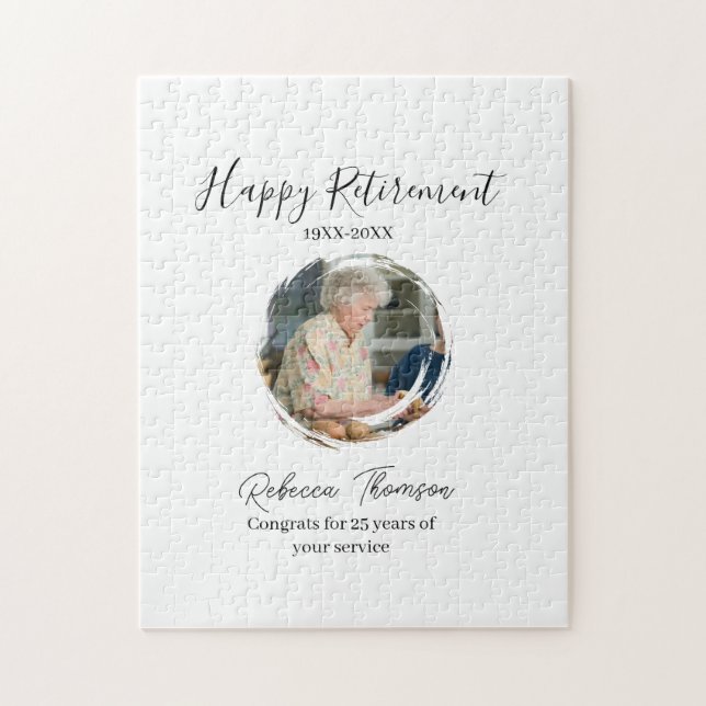 Happy retirement year name circle photo retired jigsaw puzzle (Vertical)