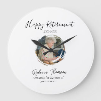 Happy retirement year name circle photo retired large clock