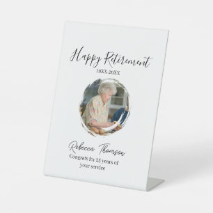 Happy retirement year name circle photo retired pedestal sign
