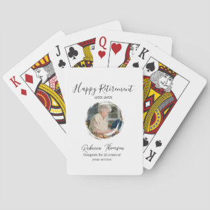 Happy retirement year name circle photo retired playing cards