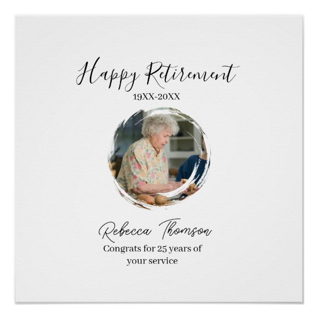 Happy retirement year name circle photo retired poster (Front)