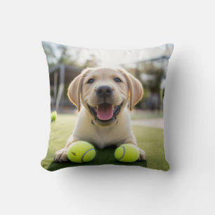 🐶Happy Retriever Puppy 🎾with 2 Tennis balls Cushion