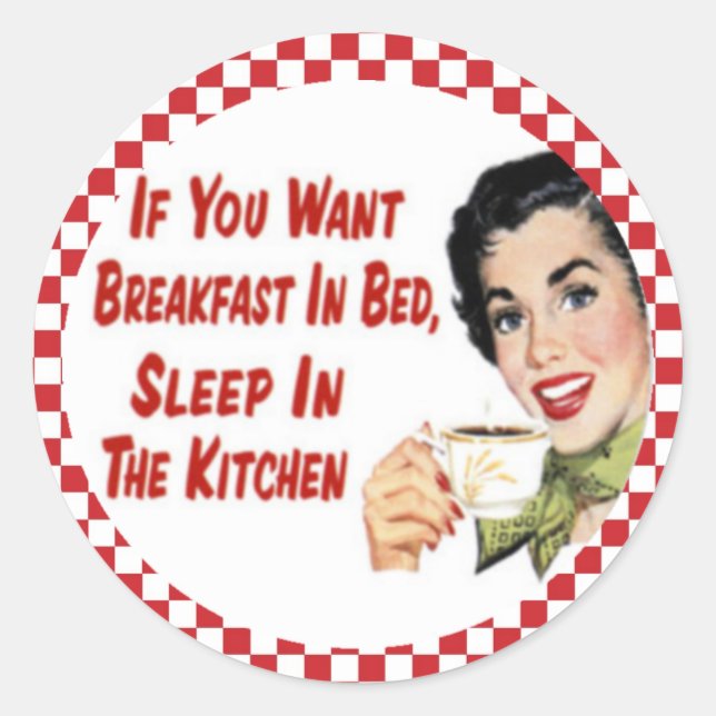 Happy Retro Breakfast in Bed Housewife Stickers (Front)