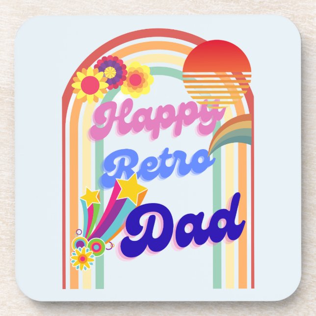 Happy Retro Dad Coaster (Front)