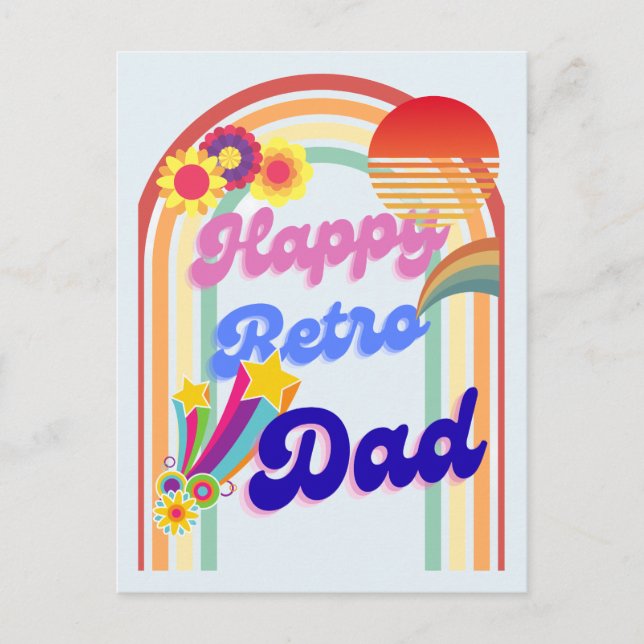Happy Retro Dad Holiday Postcard (Front)