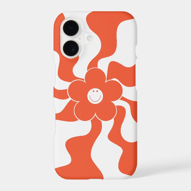 Happy Retro Daisy in Orange and White  iPhone Case (Back)