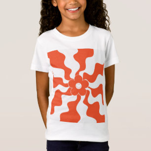Happy Retro Daisy in Orange and White  T-Shirt