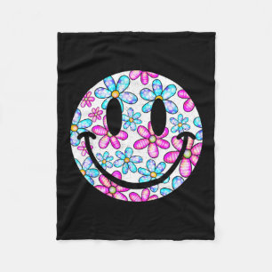 Happy retro daisy smile face colourful preppy men fleece blanket