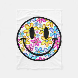 Happy Retro Daisy Smile Face Colourful Preppy Men Fleece Blanket