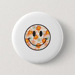 Happy Retro Daisy Smile Face Preppy Aesthetic Men 6 Cm Round Badge