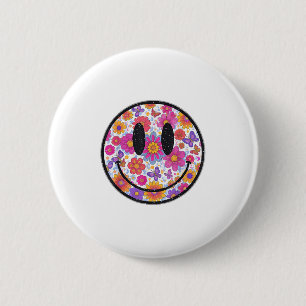 Happy Retro Daisy Smile Face Preppy Aesthetic Men  6 Cm Round Badge