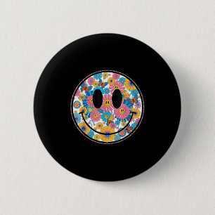 Happy Retro Daisy Smile Face Preppy Aesthetic Men  6 Cm Round Badge